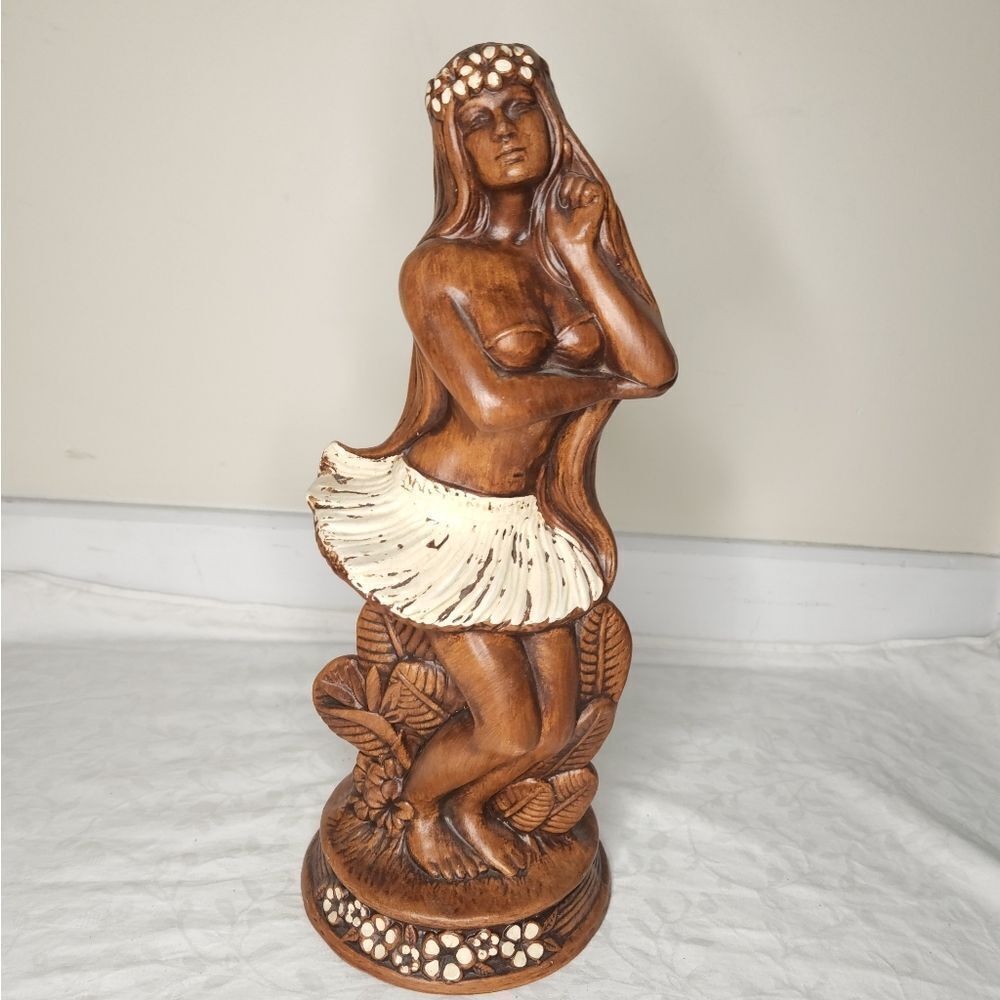 Vintage 60s Hula Girl Ceramic Statue